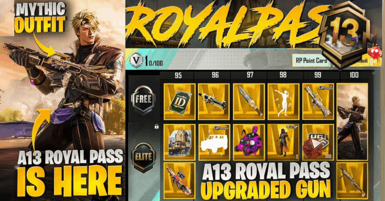 .A13 ROYAL PASS 1 TO 100 REWARDS l 3.8 UPDATE ULTIMATE SET AND UPGRADABLE GUN RETURN